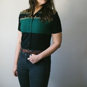 Vintage Southwestern Button-Up Shirt - Medium